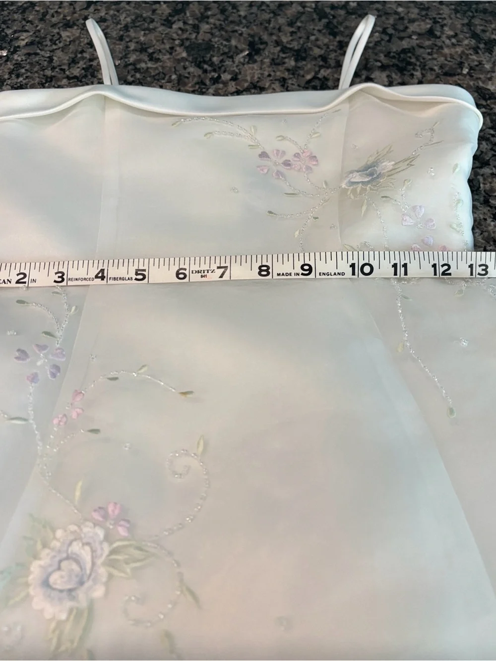 David's Bridal Ivory Floral Appliqué A-Line Dress - Picture 10 of 14